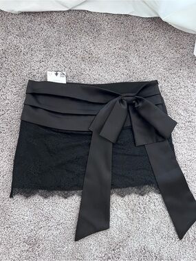 Zara Black Lace Mini Skirt with Bow